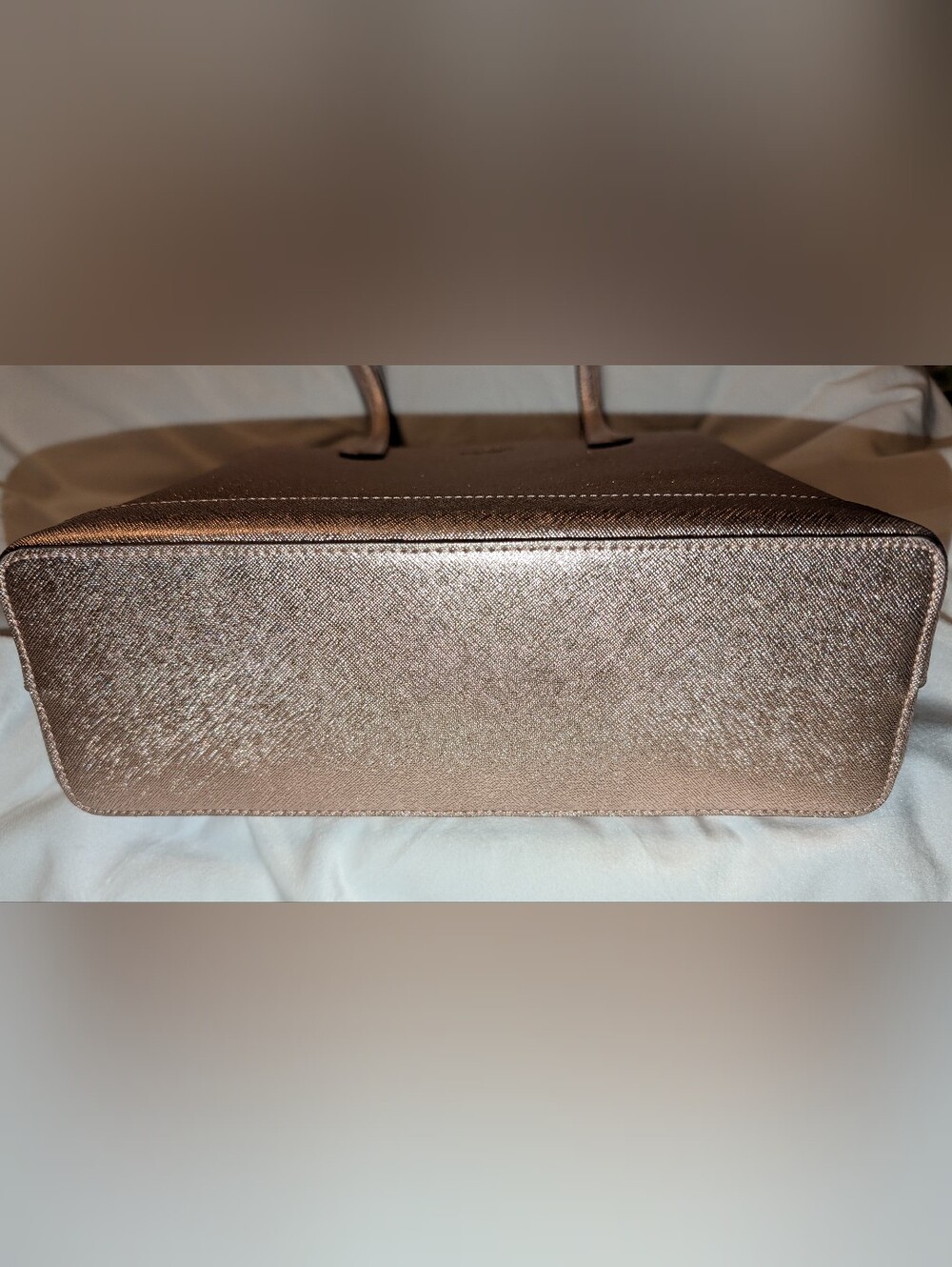 Kate Spade Rose Gold Glitter Fabric Shoulder Tote Bag EUC - Picture 6 of 13